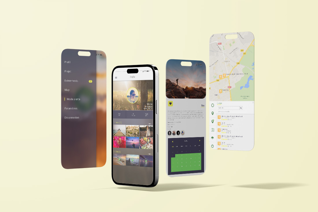 Les interfaces de l'application mobile Vayaterra