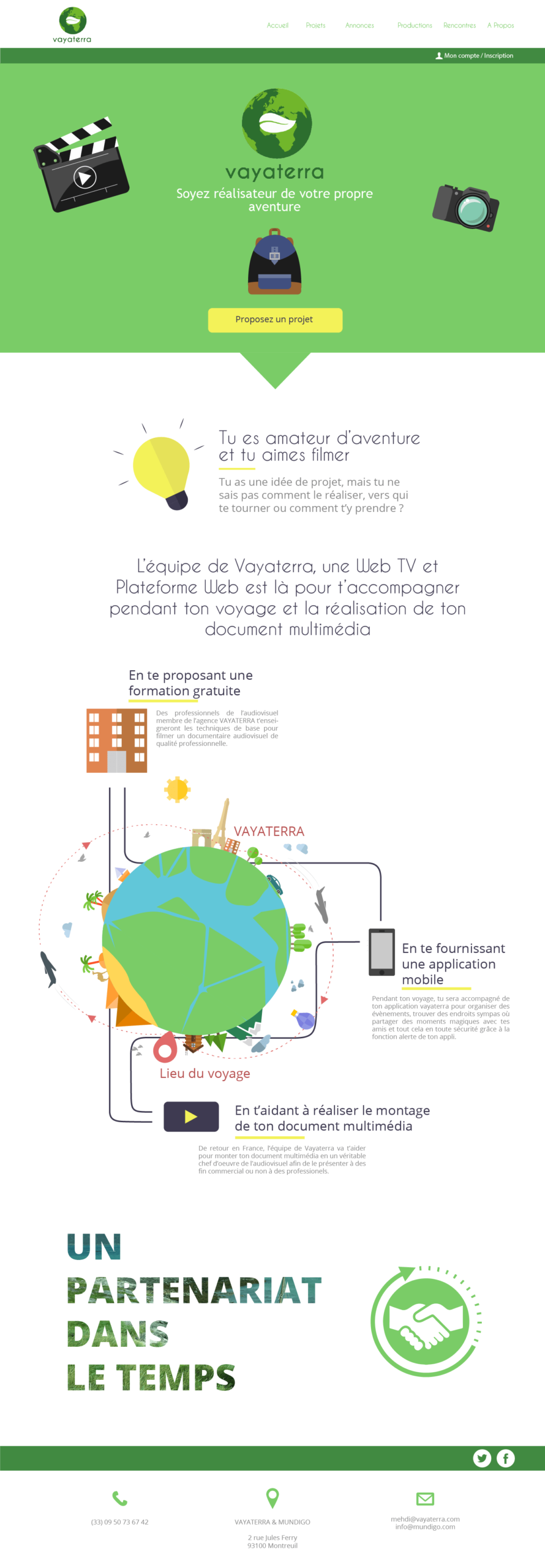 L'interface d'accueil du site Vayaterra