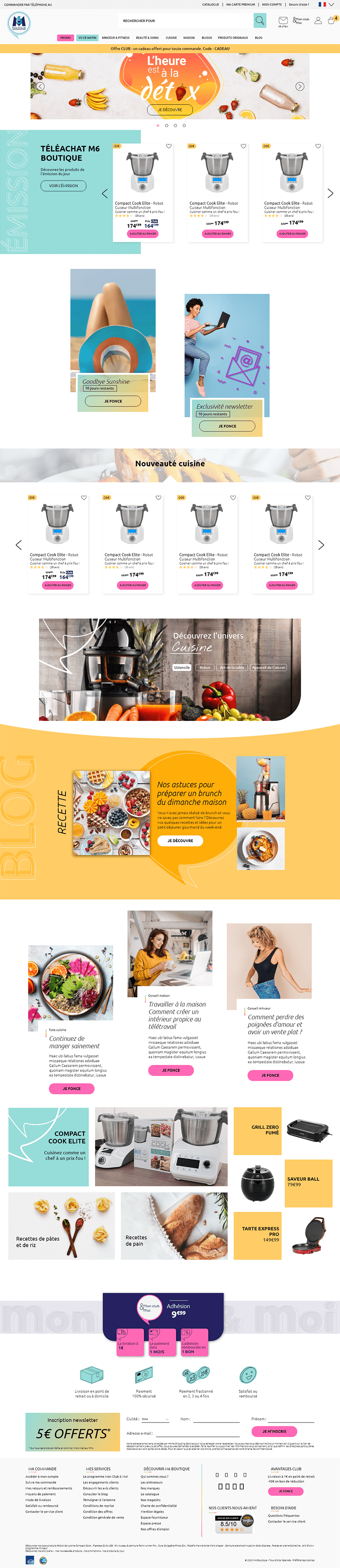 Nouvelle page d'accueil M6 Boutique