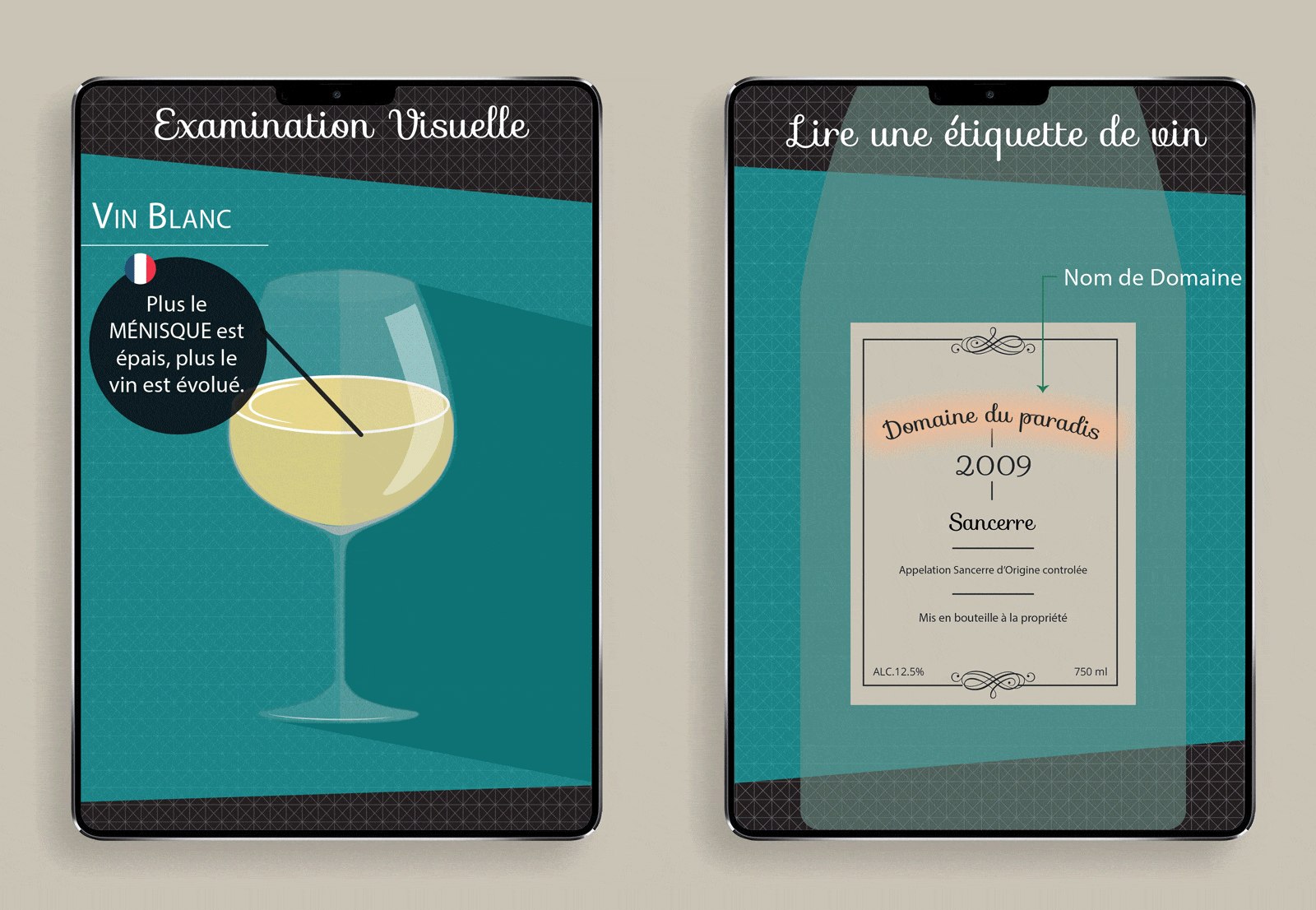 Animation verre et étiquette de vin