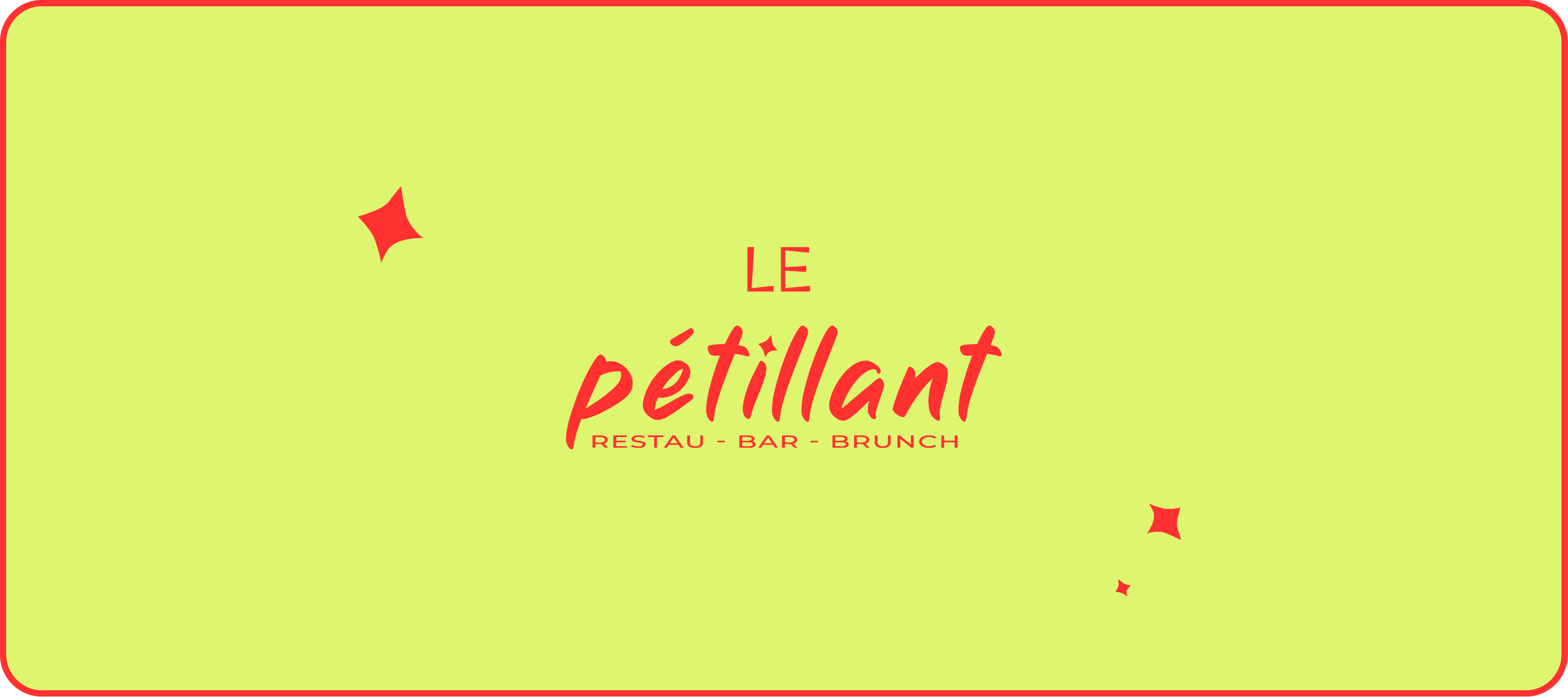 Logo le pétillant rouge sur fond vert flashy